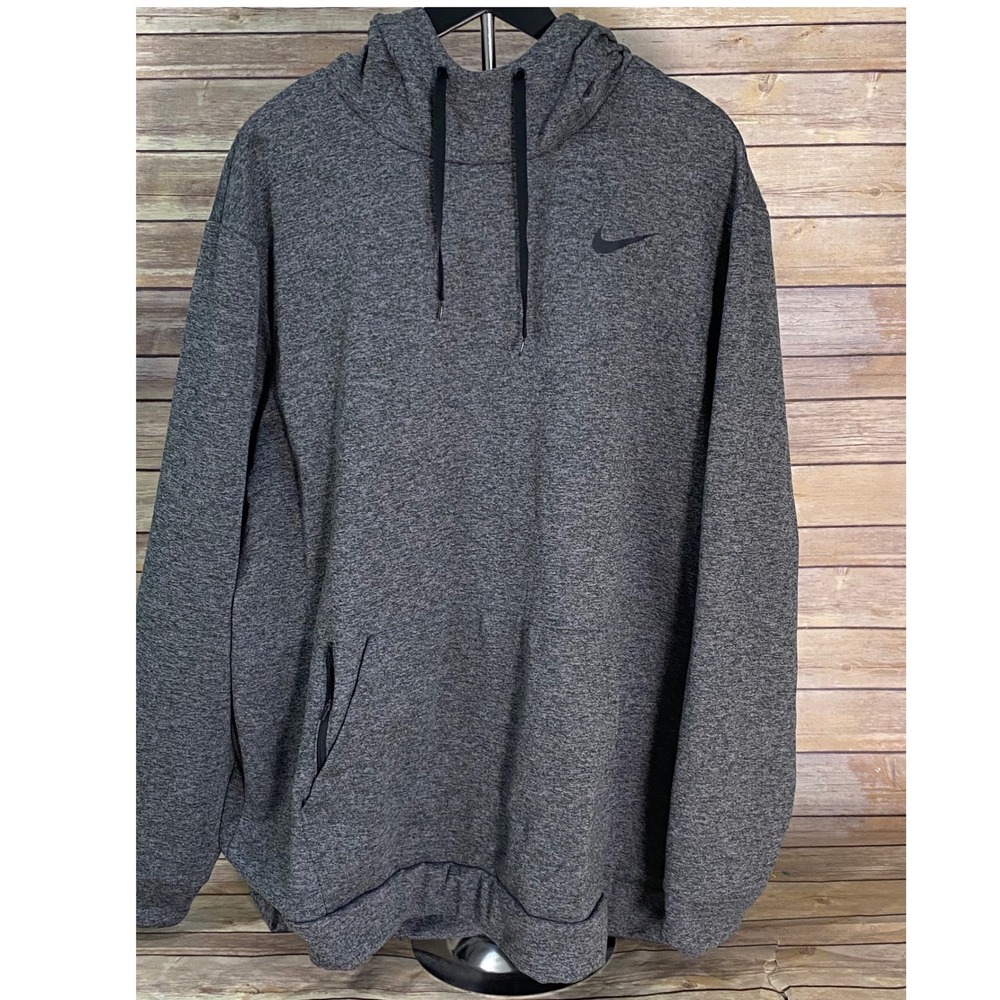 Nike Dri-FIT Mens 3XL Charcoal Heather Grey Training Hoodie with pocket